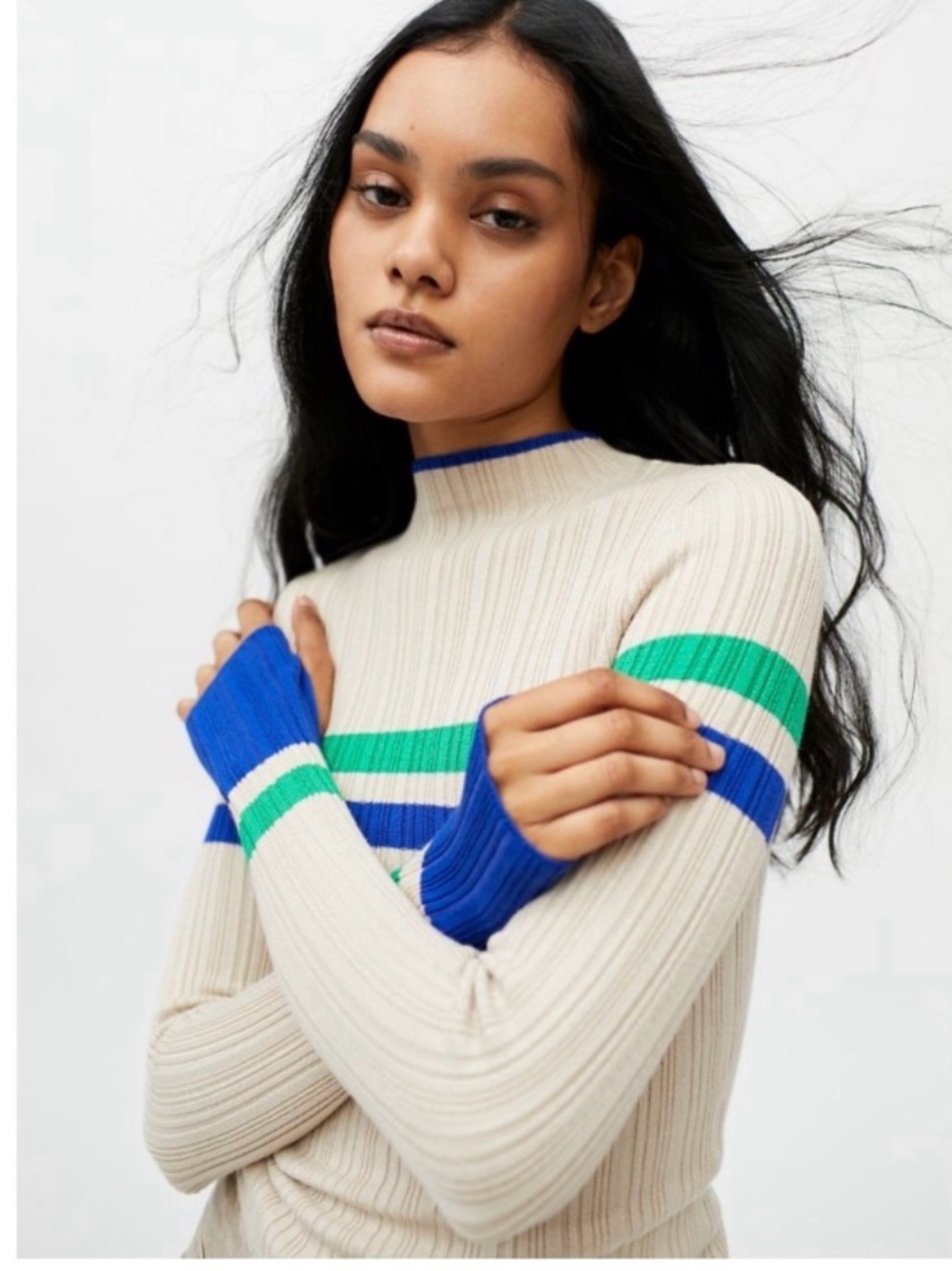 BDG Urban Outfitters Kiara Open-Back Striped Ribbed Sweater - Size S